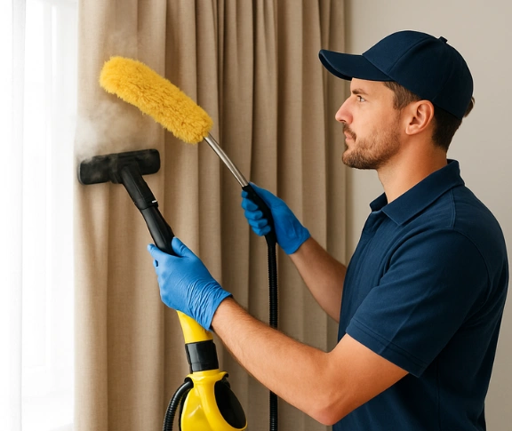 Trusted curtain steam cleaning technician Matty Curtain Cleaning lyons QLD
